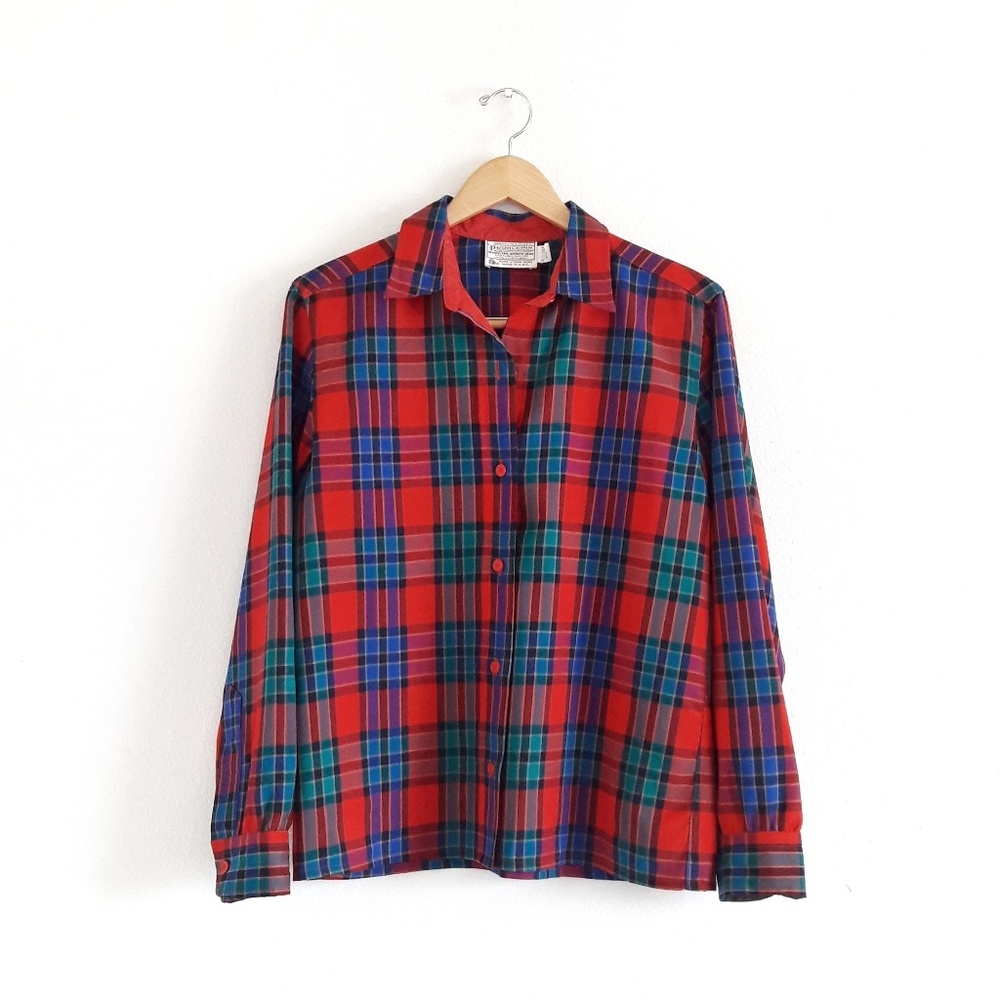 VTG Pendleton Red Plaid Wool Button Down Shirt